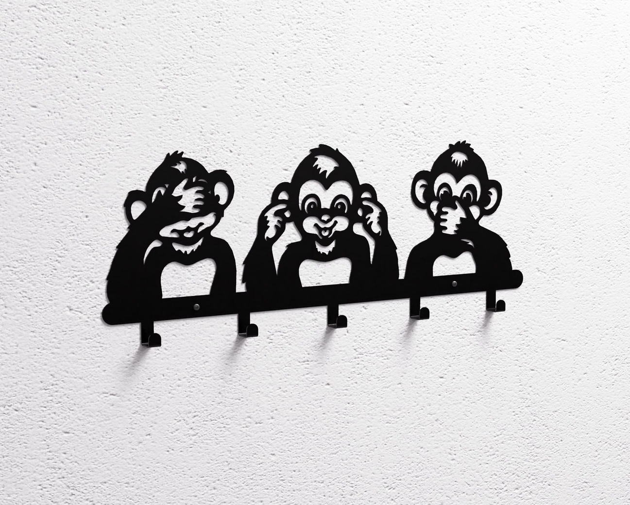 Three Wise Monkeys Kids’ Wall-Mounted Coat Rack. DXF, SVG files for plasma, laser cutting. Wall Mount Coat Rack. Фото 10