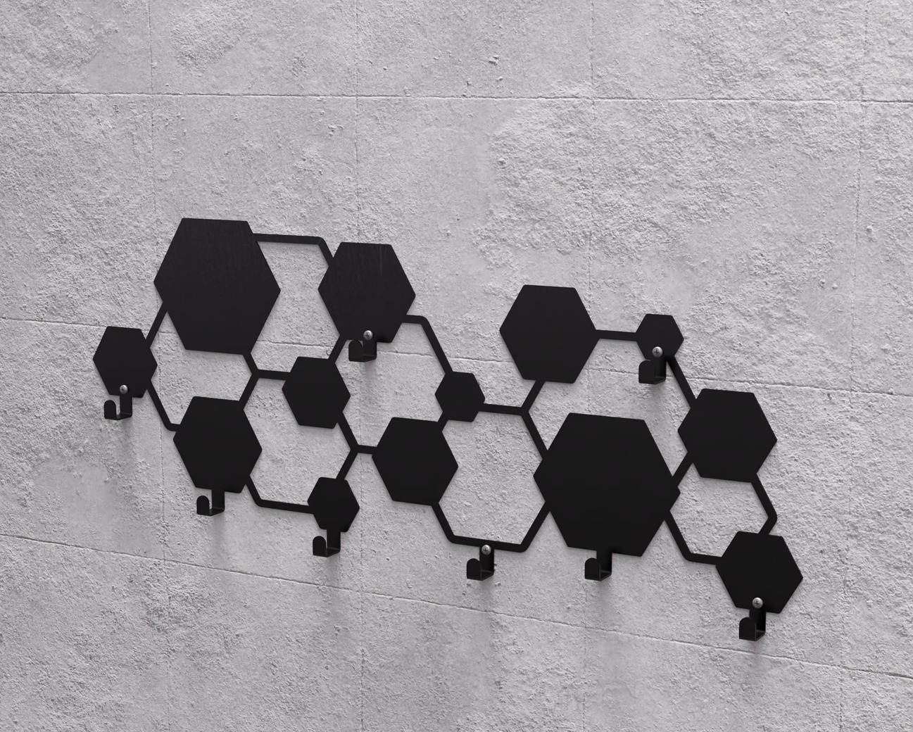 Cuier de perete Abstracție model de hexagoane. Fișiere DXF, SVG pentru tăiere cu plasmă și laser. Cuier perete. Фото 8