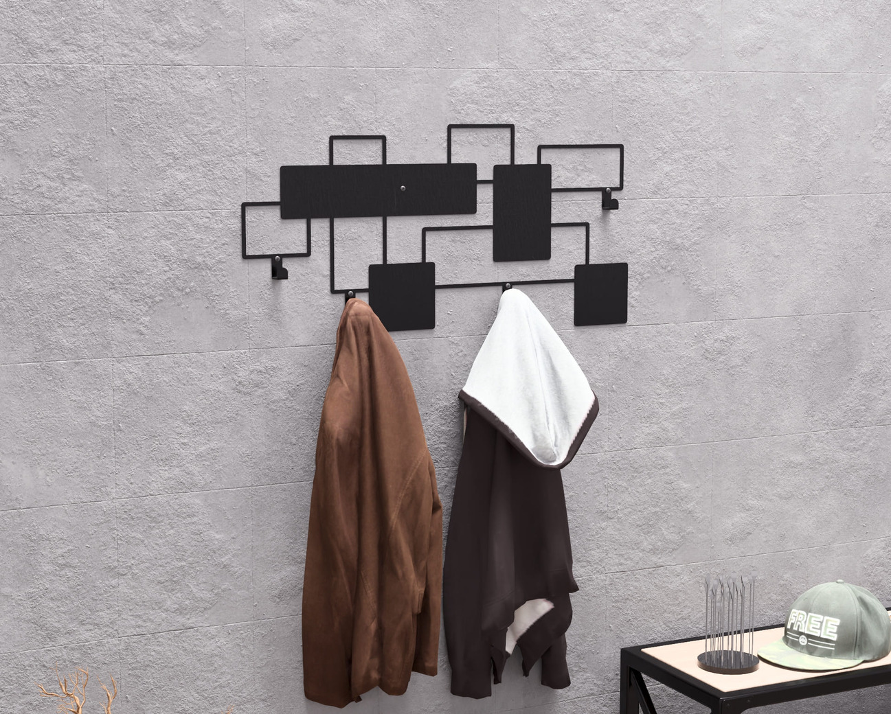 Cuier de perete Abstracție model de dreptunghiuri. Fișiere DXF, SVG pentru tăiere cu plasmă și laser. Cuier perete. Фото 4