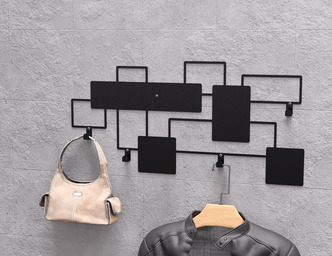 Abstract Rectangles Pattern Wall-Mounted Coat Rack. DXF, SVG files for plasma, laser cutting. Wall Coatrack
