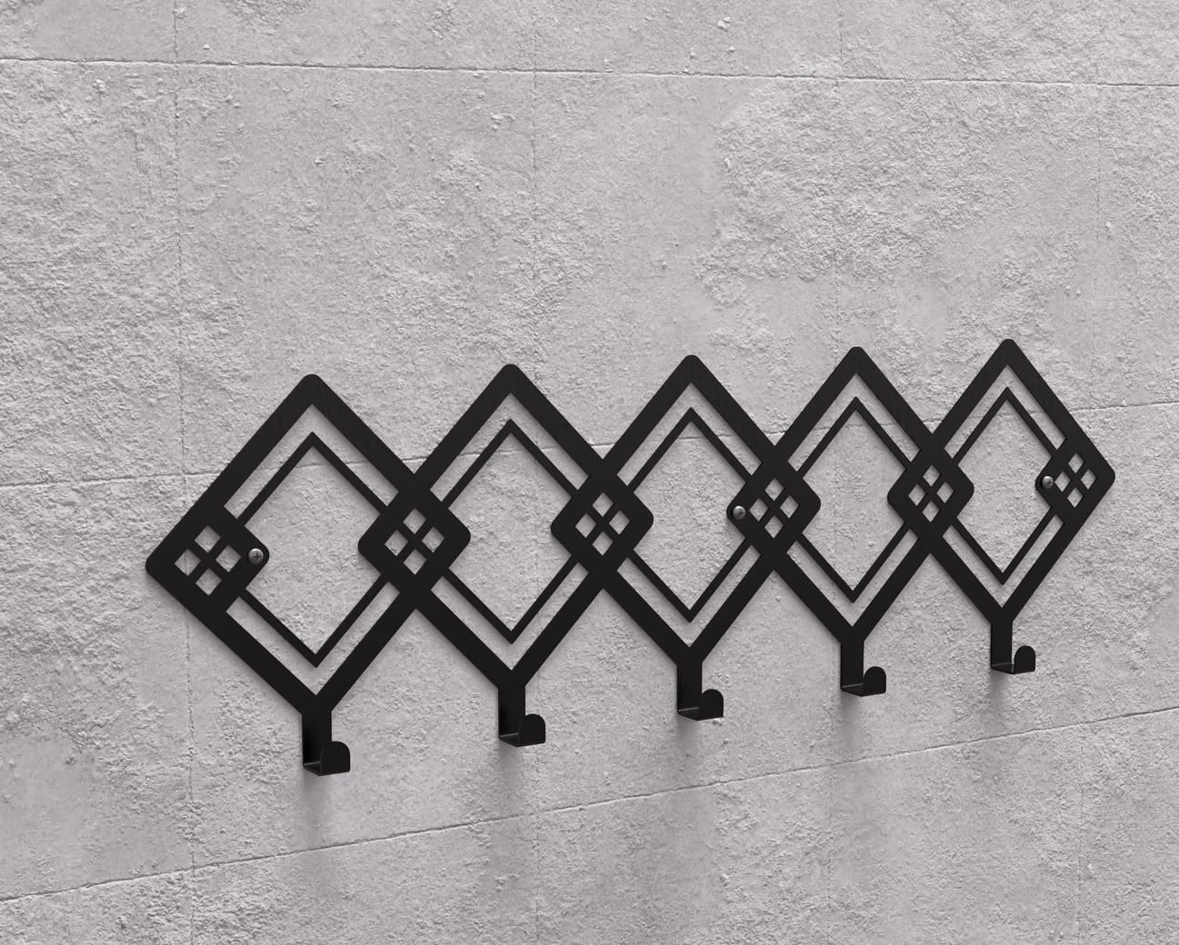 Abstract Rhombus Pattern Wall-Mounted Coat Rack. DXF, SVG files for plasma, laser cutting. Wall Coatrack. Фото 11