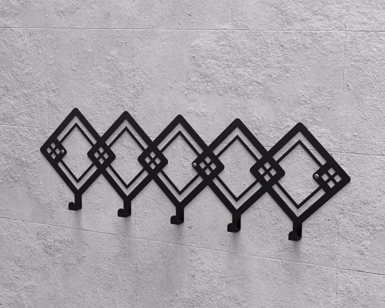 Abstract Rhombus Pattern Wall-Mounted Coat Rack. DXF, SVG files for plasma, laser cutting. Wall Coatrack. Фото 9