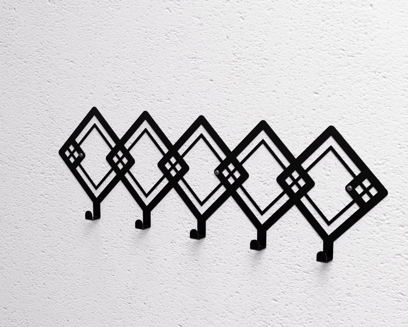 Abstract Rhombus Pattern Wall-Mounted Coat Rack. DXF, SVG files for plasma, laser cutting. Wall Coatrack. Фото 10