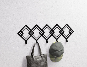 Abstract Rhombus Pattern Wall-Mounted Coat Rack. DXF, SVG files for plasma, laser cutting. Wall Coatrack