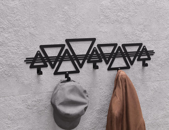 Abstract Triangles and Lines Pattern Wall-Mounted Coat Rack. DXF, SVG files for plasma, laser cutting. Wall Coat Rack