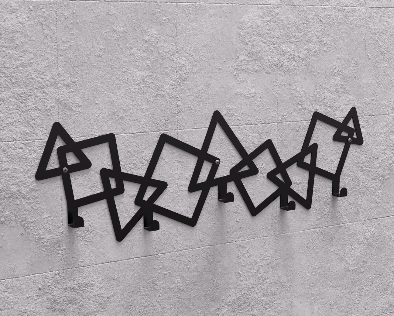 Abstract Triangles and Squares Pattern Wall-Mounted Coat Rack. DXF, SVG files for plasma, laser cutting. Wall Mount Coat Rack. Фото 10