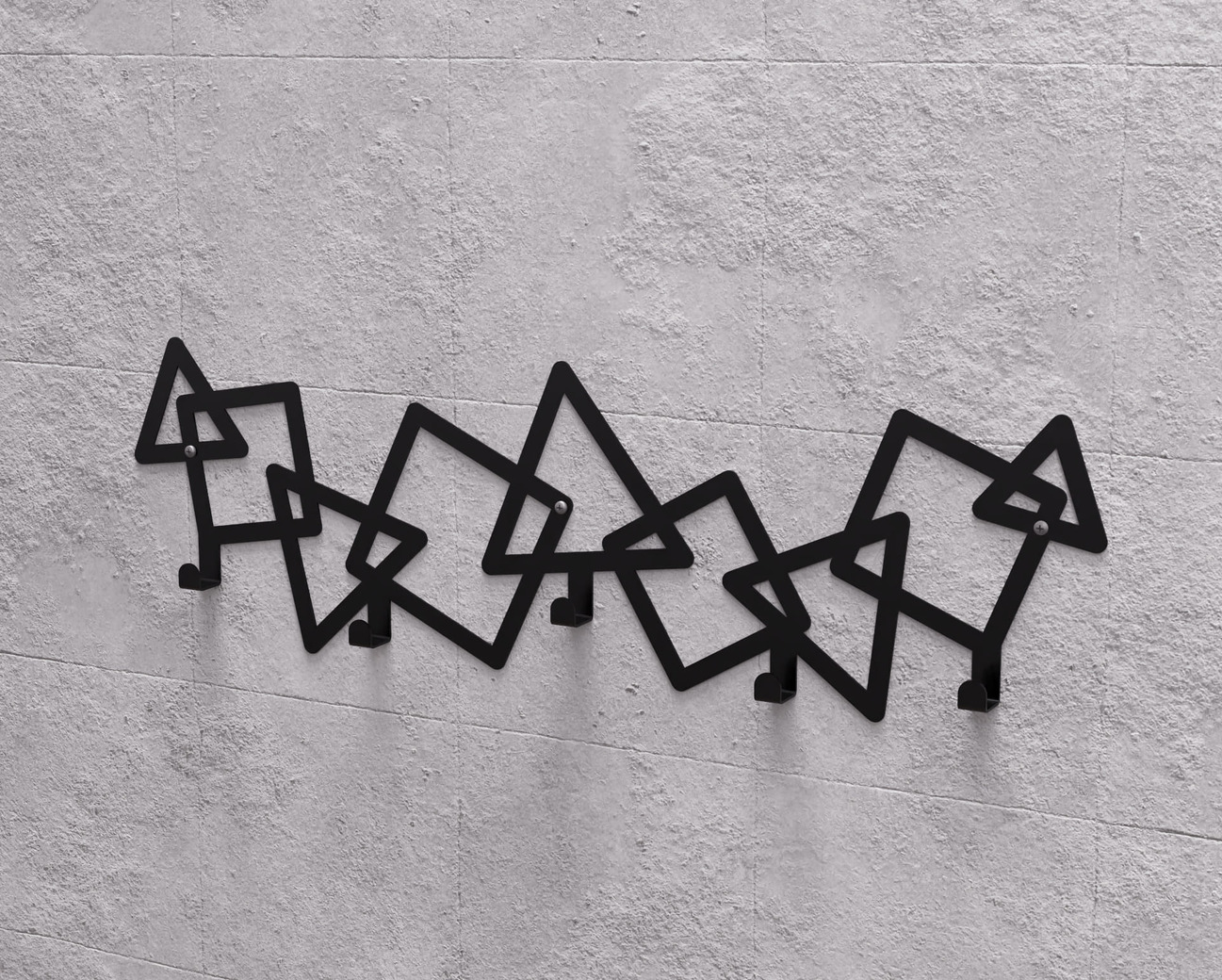 Abstract Triangles and Squares Pattern Wall-Mounted Coat Rack. DXF, SVG files for plasma, laser cutting. Wall Mount Coat Rack. Фото 9