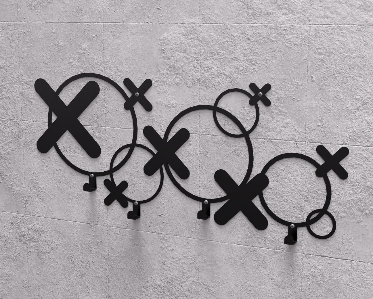 Cabideiro de parede Abstração padrão de X e O. Arquivos DXF e SVG para corte e plasma a laser. Фото 8