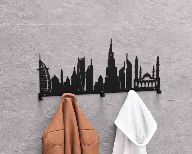 Dubai Wall-Mounted Coat Rack. DXF, SVG files for plasma, laser cutting. Wall Coatrack