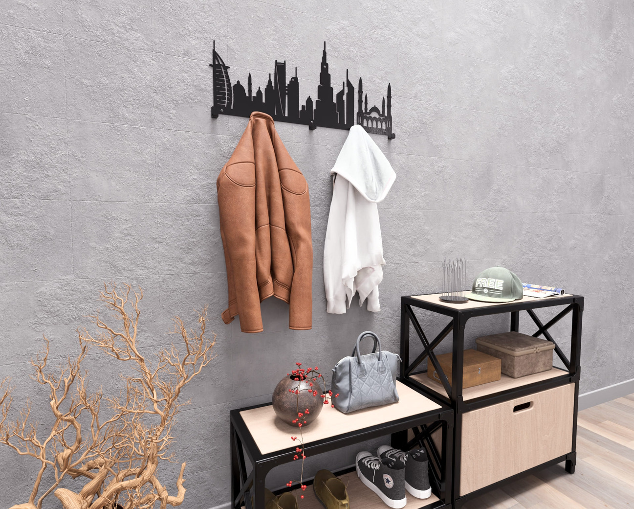 Dubai Wall-Mounted Coat Rack. DXF, SVG files for plasma, laser cutting. Wall Coatrack. Фото 5