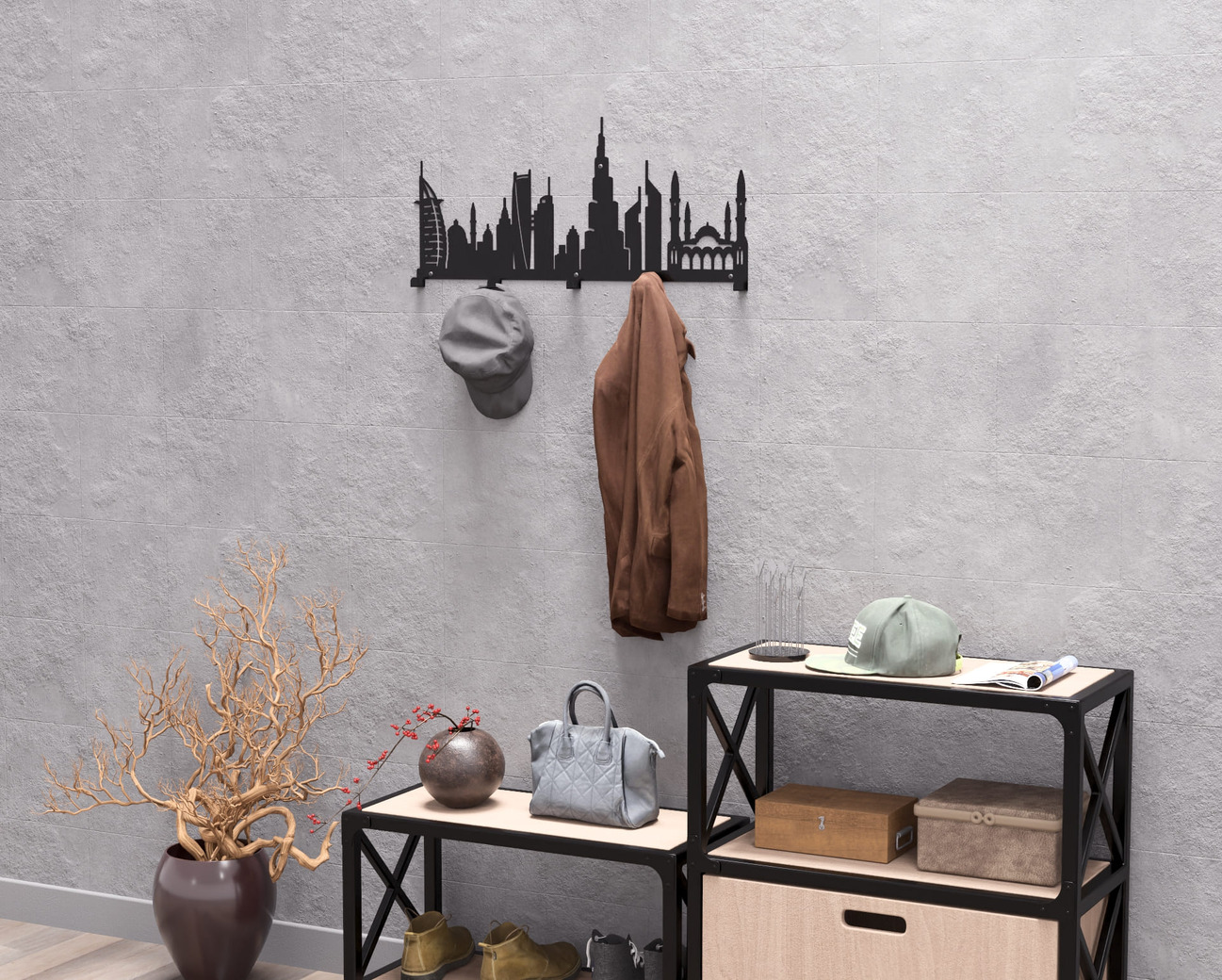 Dubai Wall-Mounted Coat Rack. DXF, SVG files for plasma, laser cutting. Wall Coatrack. Фото 7