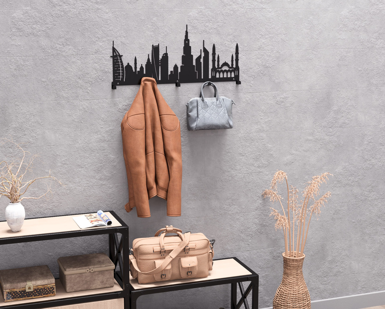 Dubai Wall-Mounted Coat Rack. DXF, SVG files for plasma, laser cutting. Wall Coatrack. Фото 8