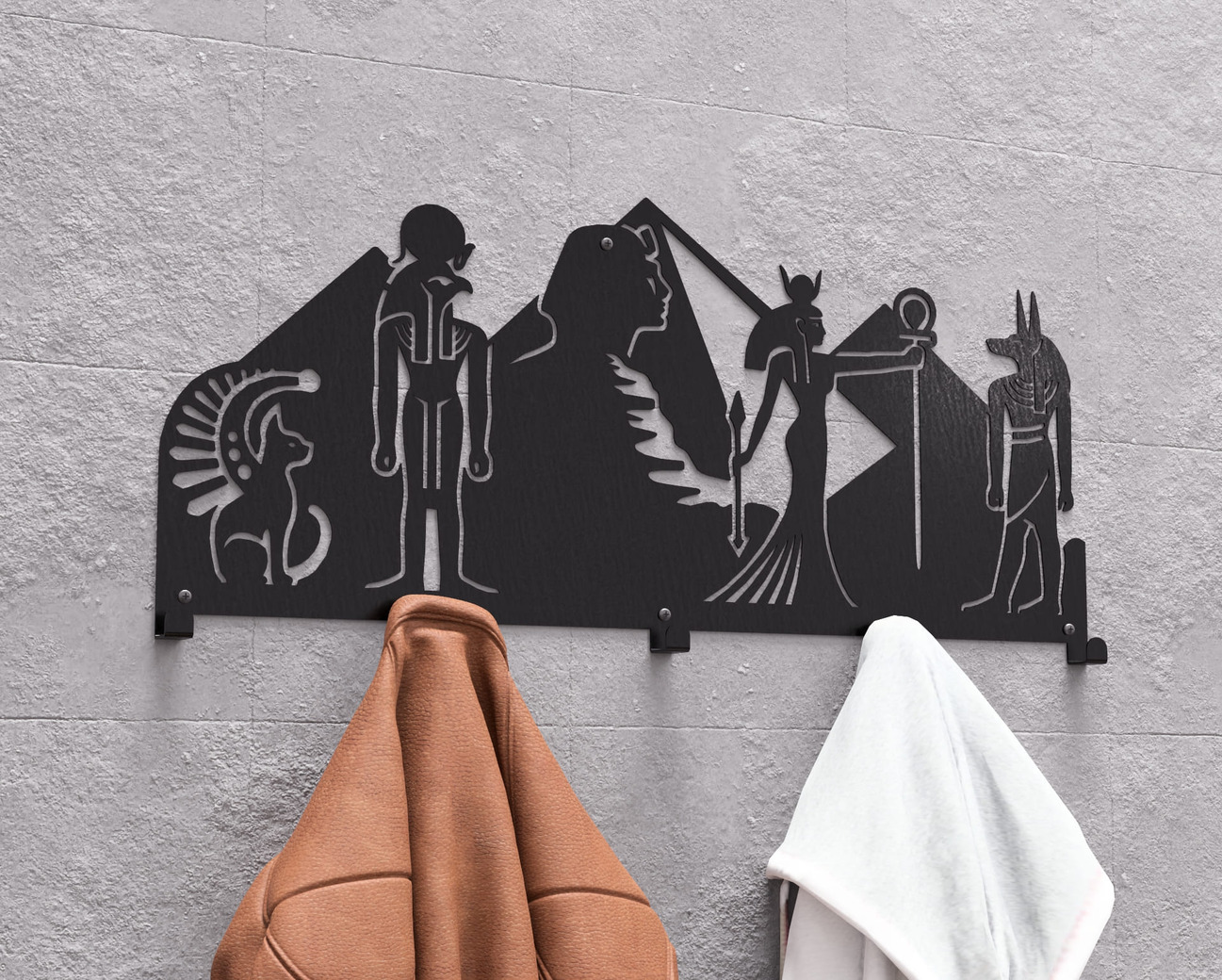 Egypt Wall-Mounted Coat Rack. DXF, SVG files for plasma, laser cutting. Wall Coatrack. Фото 3