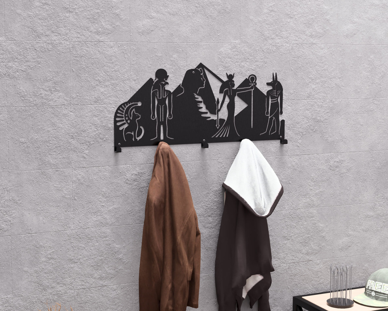 Egypt Wall-Mounted Coat Rack. DXF, SVG files for plasma, laser cutting. Wall Coatrack. Фото 4