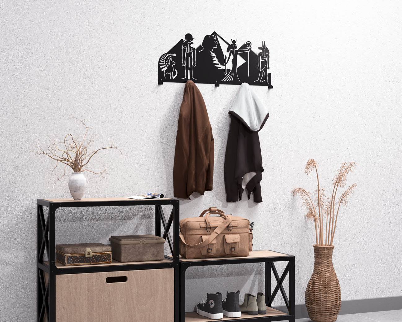 Egypt Wall-Mounted Coat Rack. DXF, SVG files for plasma, laser cutting. Wall Coatrack. Фото 7