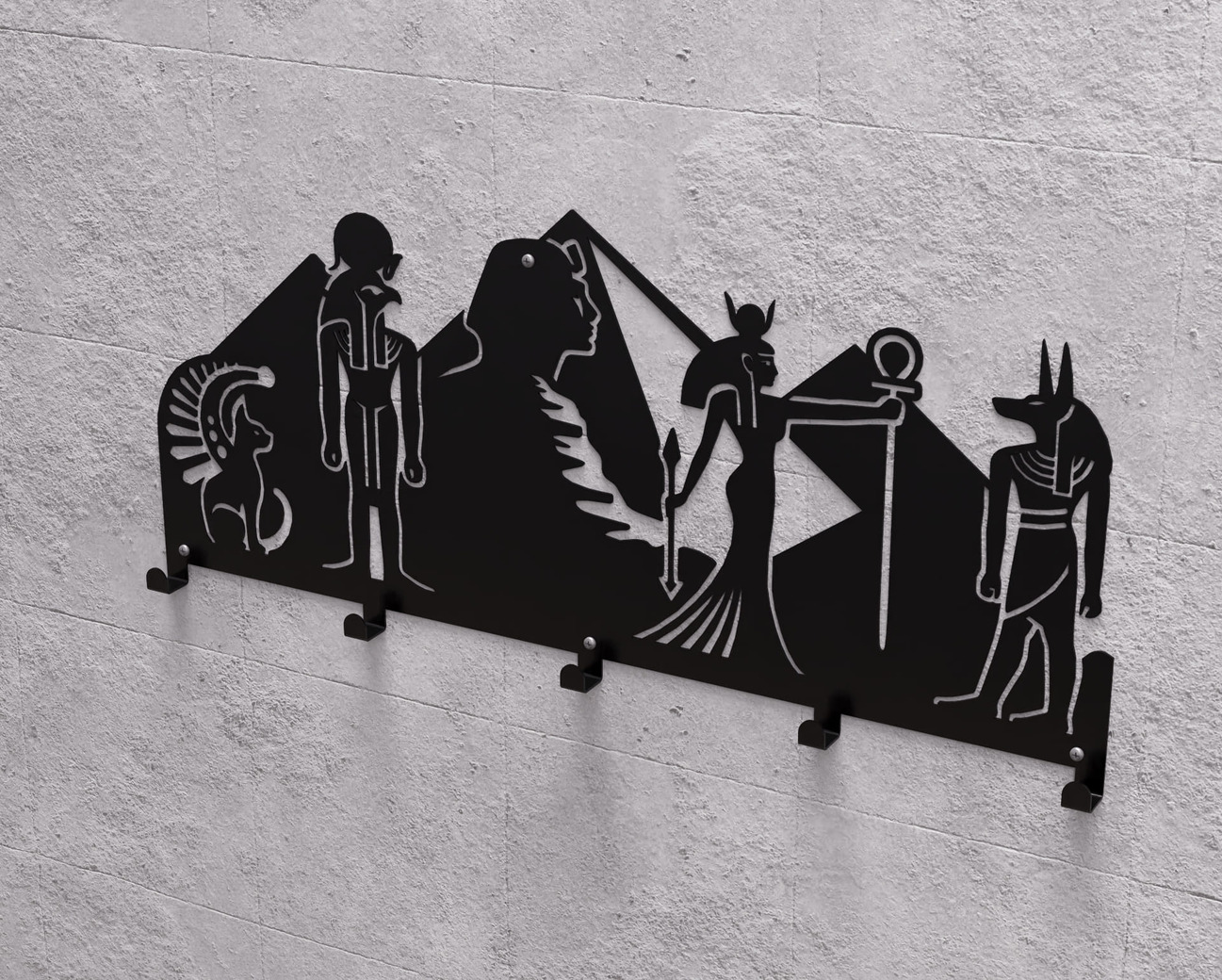 Egypt Wall-Mounted Coat Rack. DXF, SVG files for plasma, laser cutting. Wall Coatrack. Фото 9