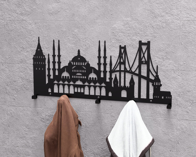 Istanbul Wall-Mounted Coat Rack. DXF, SVG files for plasma, laser cutting. Wall Coatrack