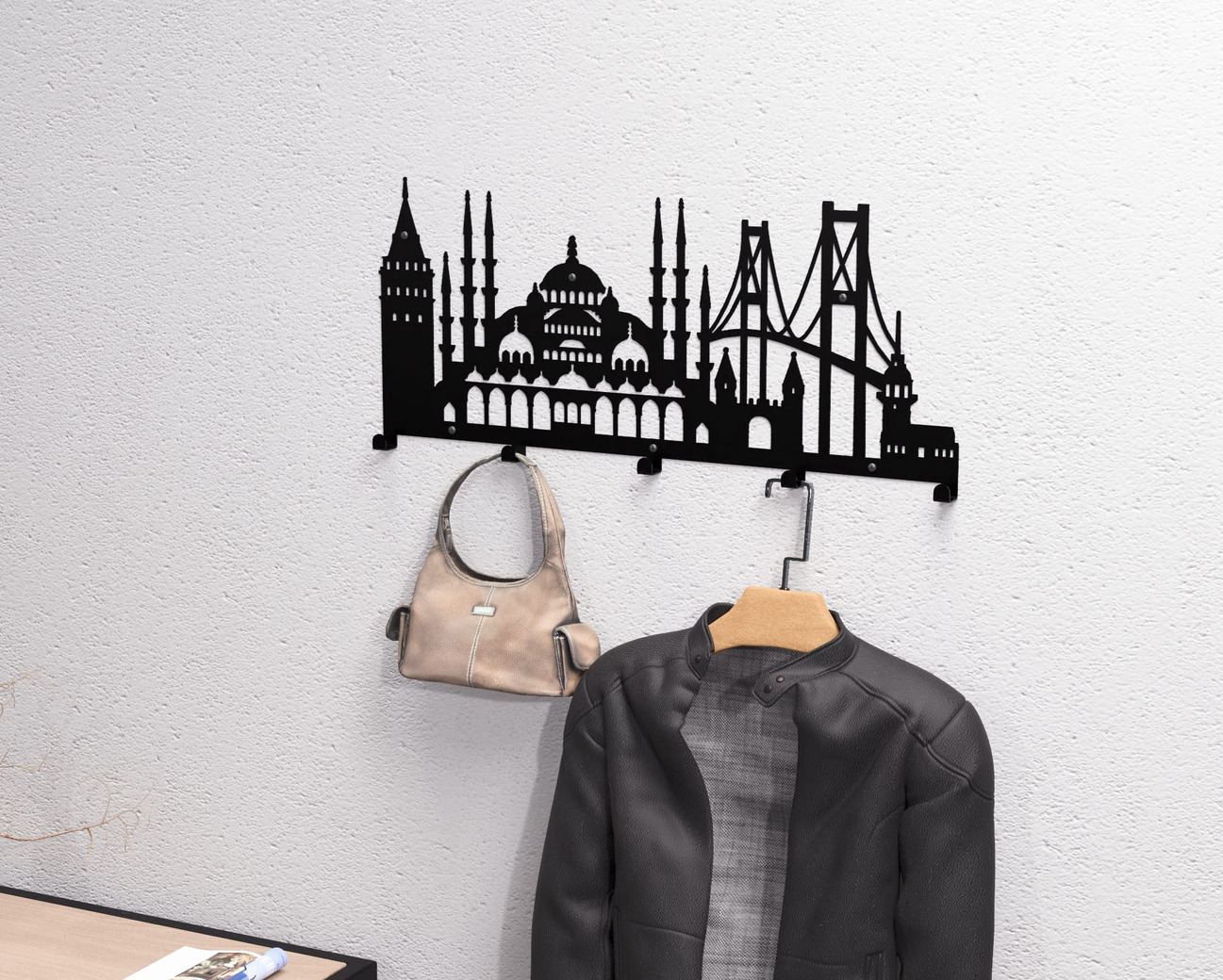 Istanbul Wall-Mounted Coat Rack. DXF, SVG files for plasma, laser cutting. Wall Coatrack. Фото 2
