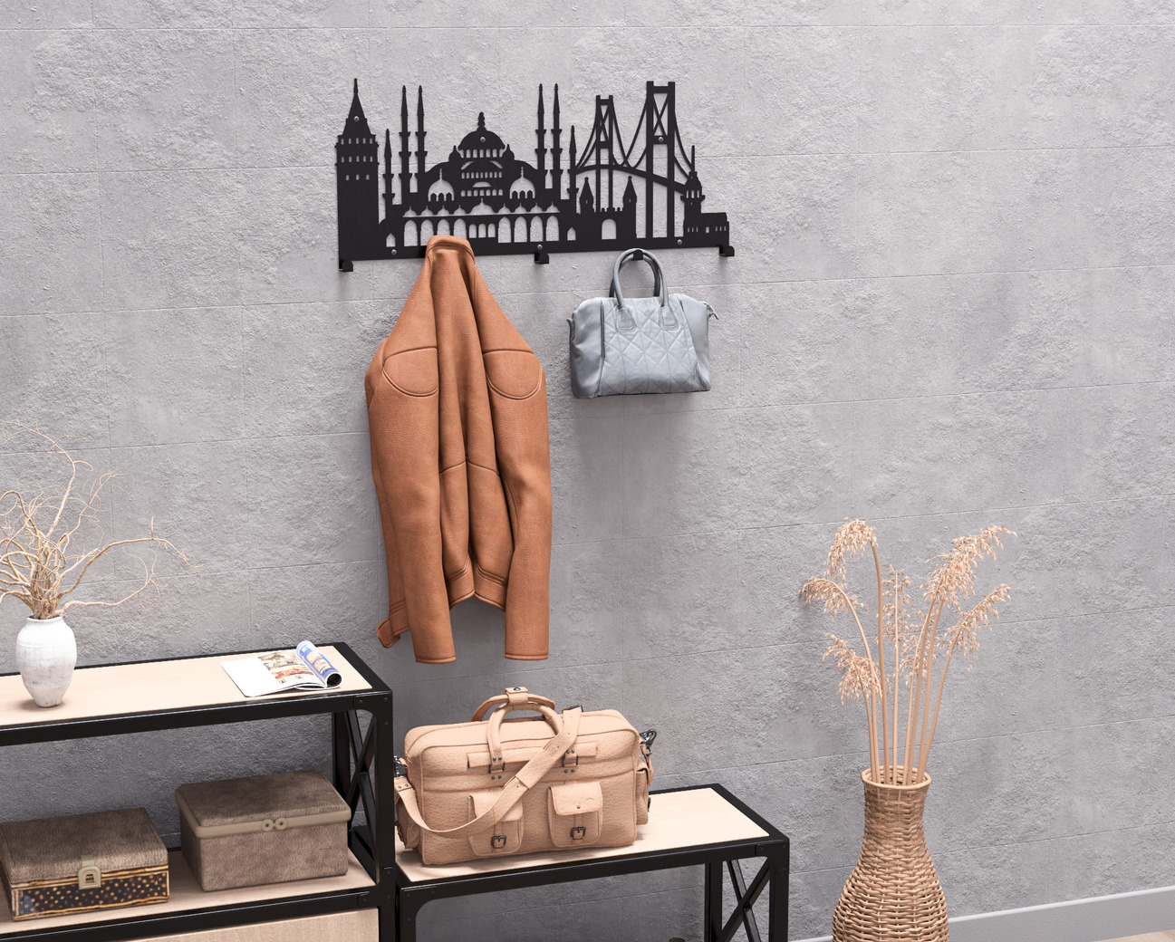 Istanbul Wall-Mounted Coat Rack. DXF, SVG files for plasma, laser cutting. Wall Coatrack. Фото 8