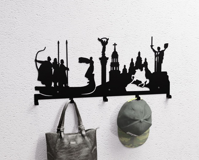 Kyiv Wall-Mounted Coat Rack. DXF, SVG files for plasma, laser cutting. Wall Coatrack