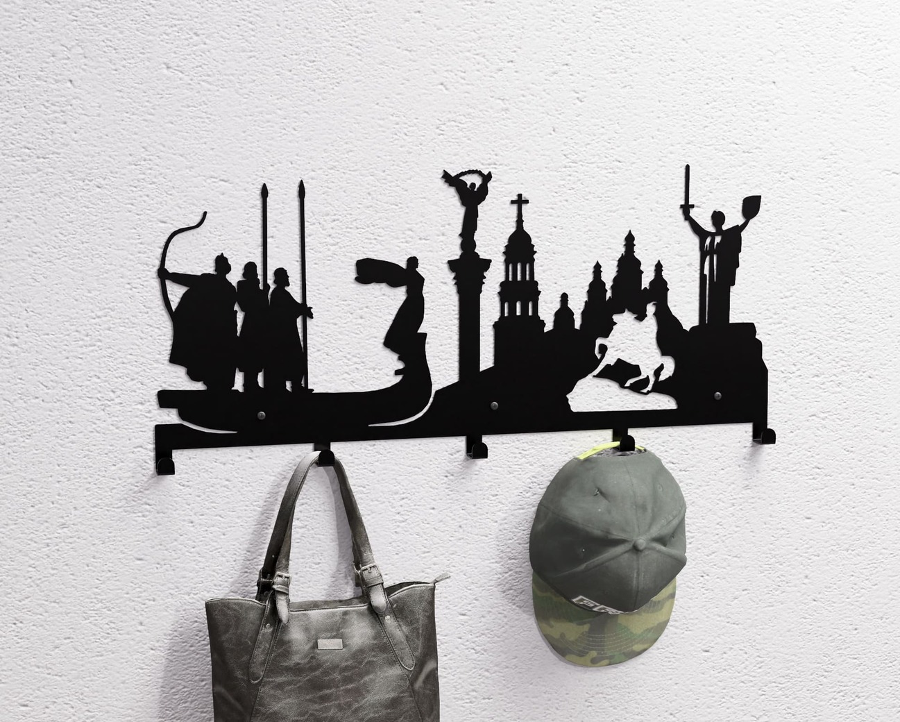 Kyiv Wall-Mounted Coat Rack. DXF, SVG files for plasma, laser cutting. Wall Coatrack