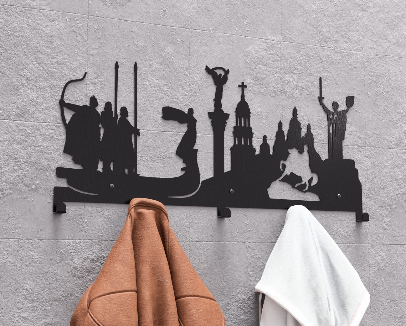 Kyiv Wall-Mounted Coat Rack. DXF, SVG files for plasma, laser cutting. Wall Coatrack. Фото 2