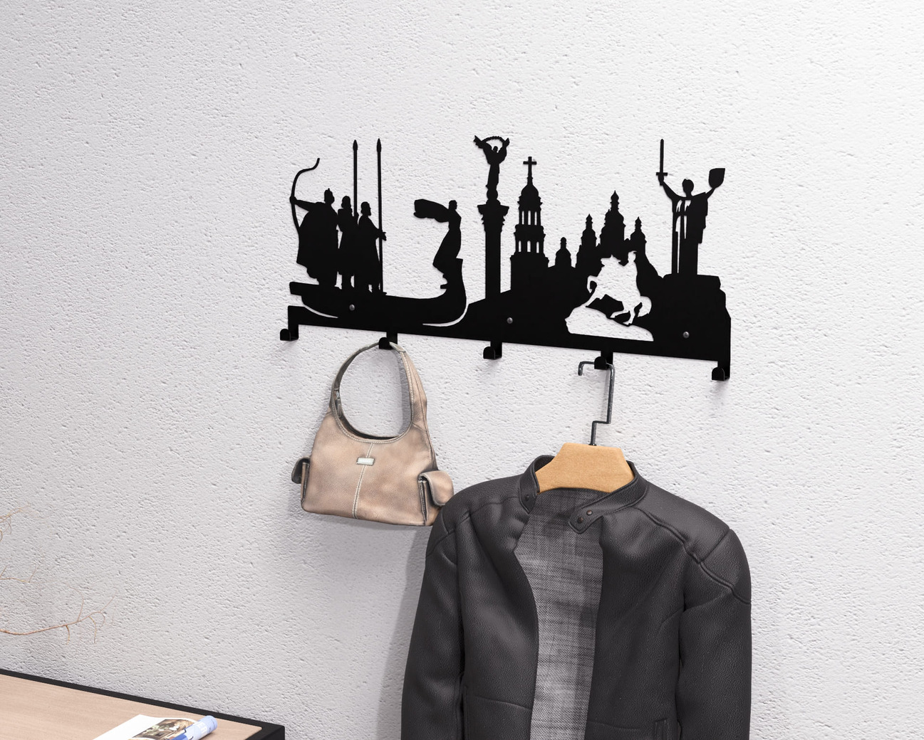 Kyiv Wall-Mounted Coat Rack. DXF, SVG files for plasma, laser cutting. Wall Coatrack. Фото 3