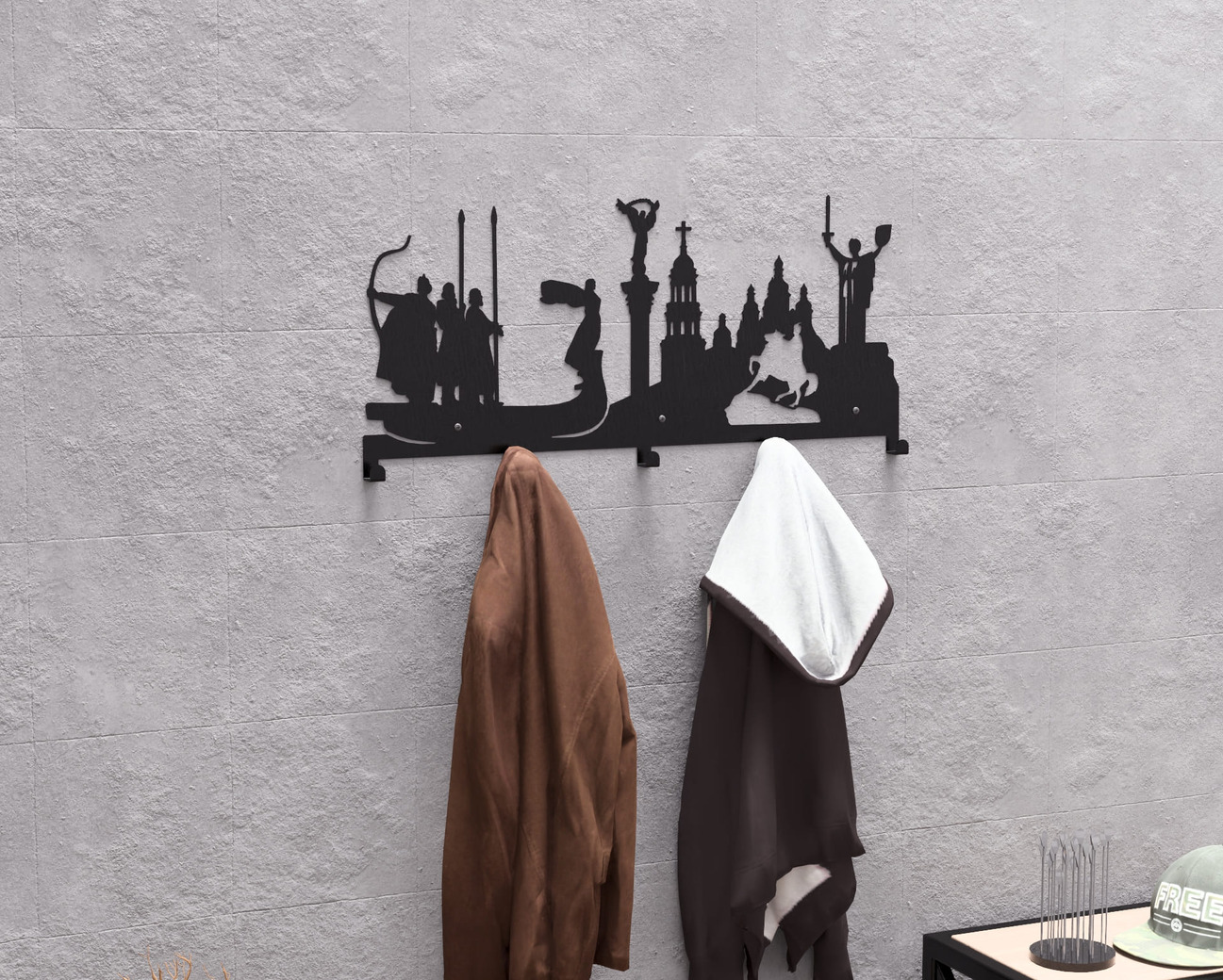 Kyiv Wall-Mounted Coat Rack. DXF, SVG files for plasma, laser cutting. Wall Coatrack. Фото 4