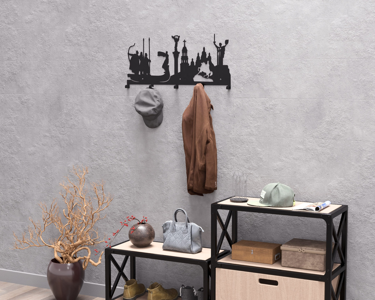 Kyiv Wall-Mounted Coat Rack. DXF, SVG files for plasma, laser cutting. Wall Coatrack. Фото 9