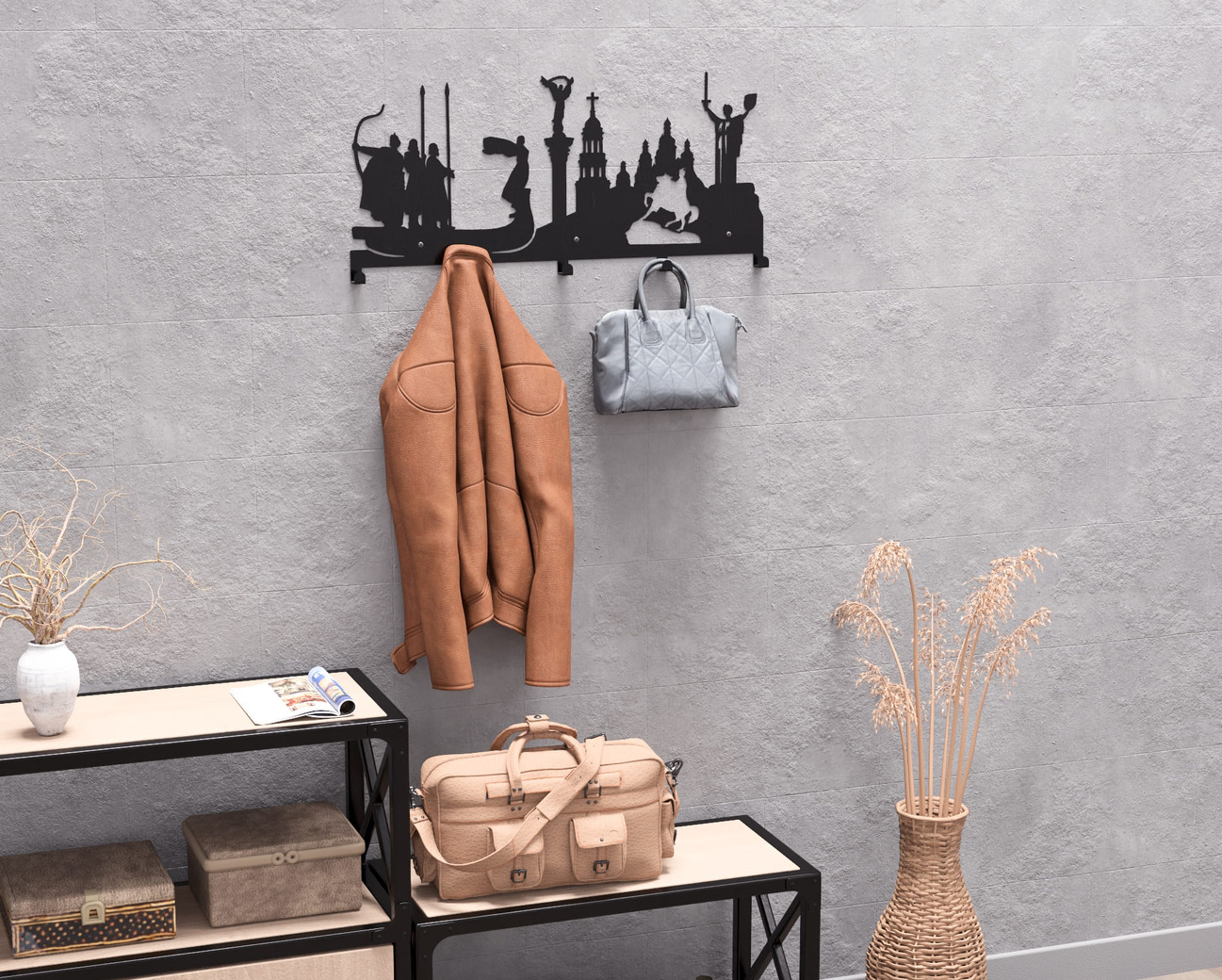 Kyiv Wall-Mounted Coat Rack. DXF, SVG files for plasma, laser cutting. Wall Coatrack. Фото 7