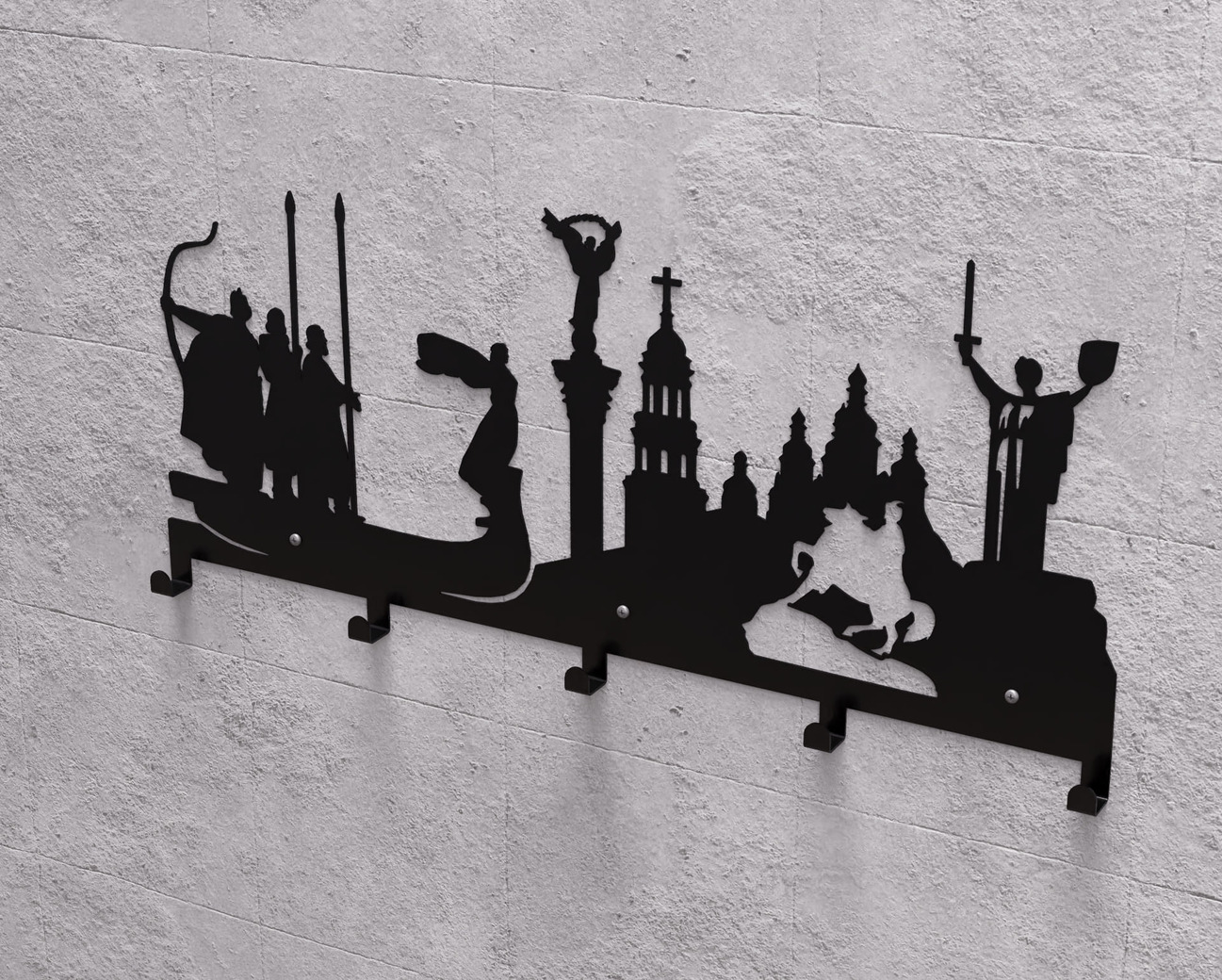 Kyiv Wall-Mounted Coat Rack. DXF, SVG files for plasma, laser cutting. Wall Coatrack. Фото 8