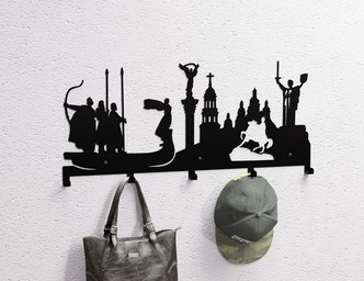 Kyiv Wall-Mounted Coat Rack. DXF, SVG files for plasma, laser cutting. Wall Coatrack