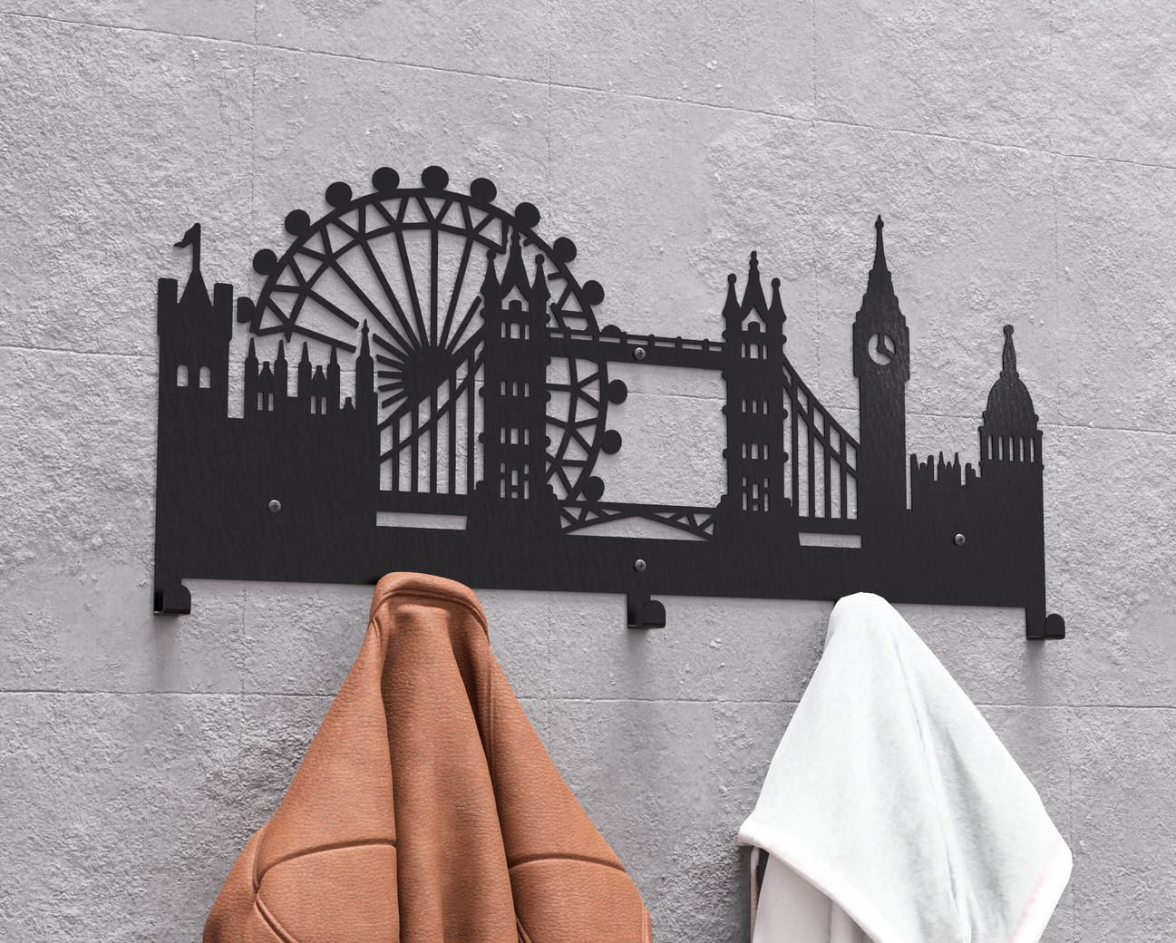 London Wall-Mounted Coat Rack. DXF, SVG files for plasma, laser cutting. Wall Coat Rack. Фото 3