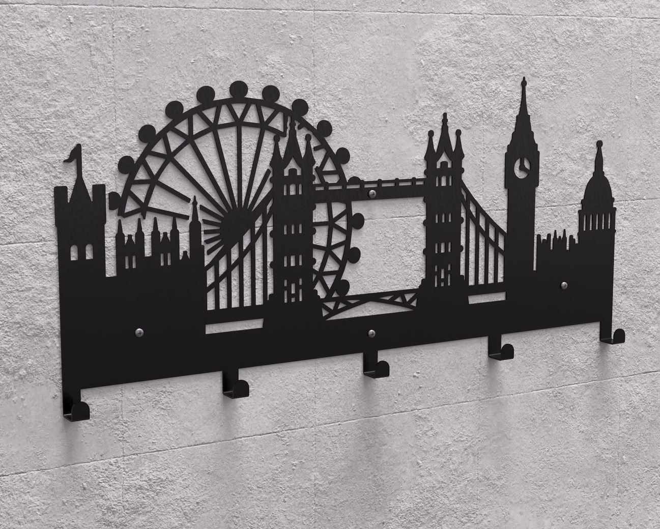 London Wall-Mounted Coat Rack. DXF, SVG files for plasma, laser cutting. Wall Coat Rack. Фото 10