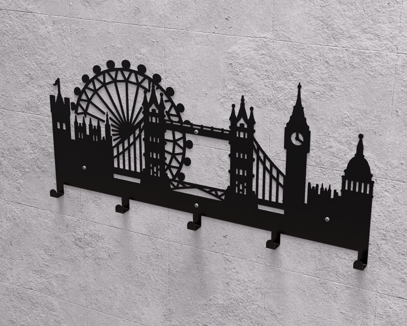 London Wall-Mounted Coat Rack. DXF, SVG files for plasma, laser cutting. Wall Coat Rack. Фото 9