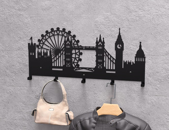 London Wall-Mounted Coat Rack. DXF, SVG files for plasma, laser cutting. Wall Coat Rack