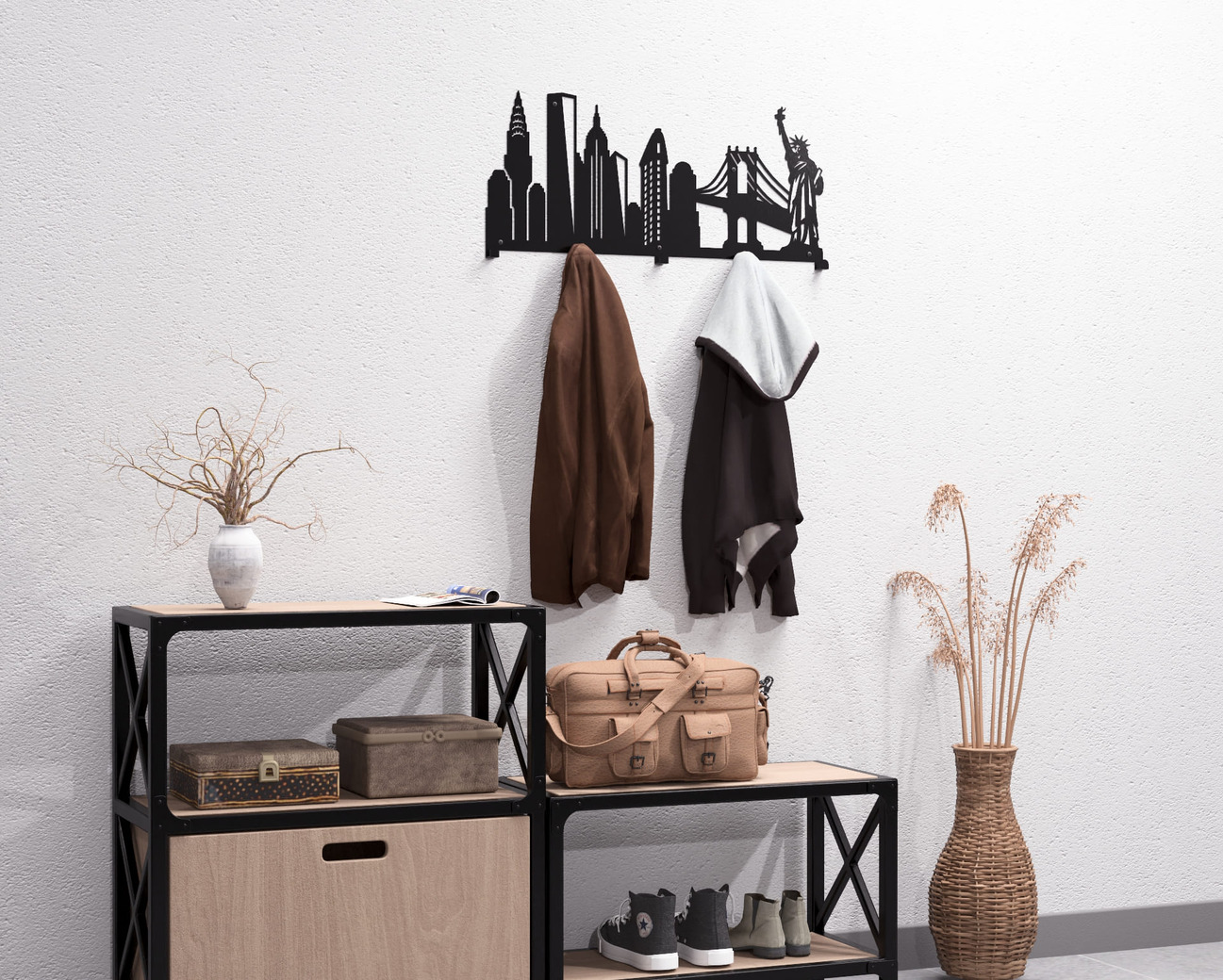 New York Wall-Mounted Coat Rack. DXF, SVG files for plasma, laser cutting. Wall Coat Rack. Фото 6