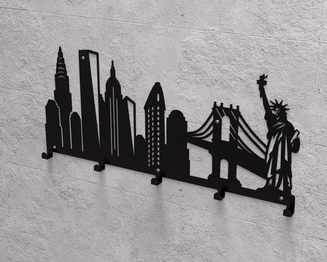 New York Wall-Mounted Coat Rack. DXF, SVG files for plasma, laser cutting. Wall Coat Rack. Фото 9