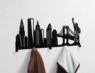 New York Wall-Mounted Coat Rack. DXF, SVG files for plasma, laser cutting. Wall Coat Rack