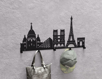 Paris Wall-Mounted Coat Rack. DXF, SVG files for plasma, laser cutting. Wall Coat Rack