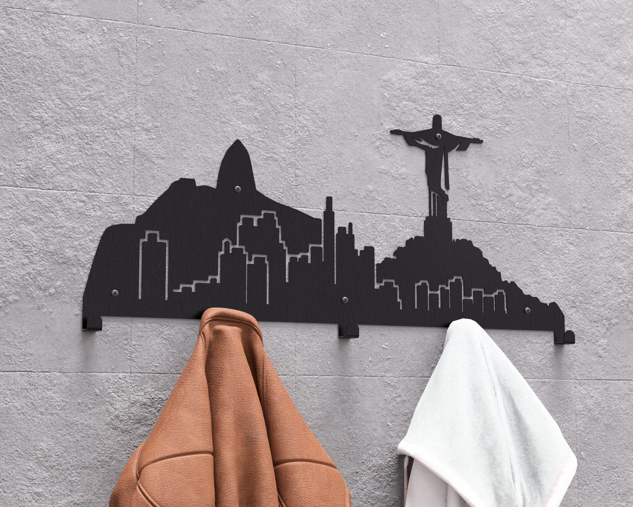 Rio de Janeiro Wall-Mounted Coat Rack. DXF, SVG files for plasma, laser cutting. Wall Coat Rack. Фото 4
