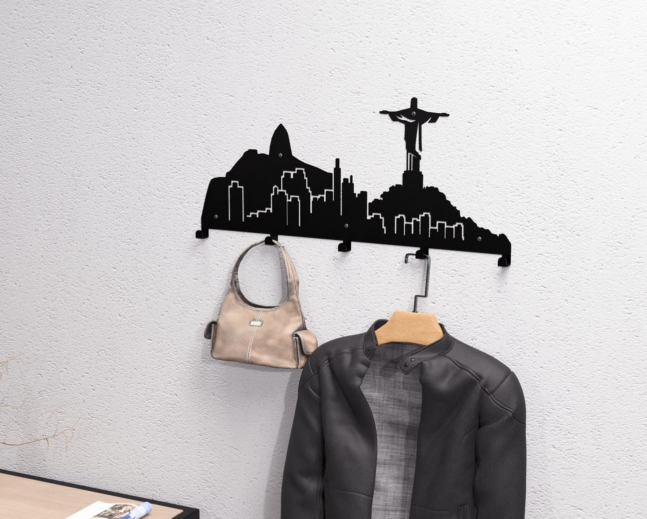 Rio de Janeiro Wall-Mounted Coat Rack. DXF, SVG files for plasma, laser cutting. Wall Coat Rack. Фото 2