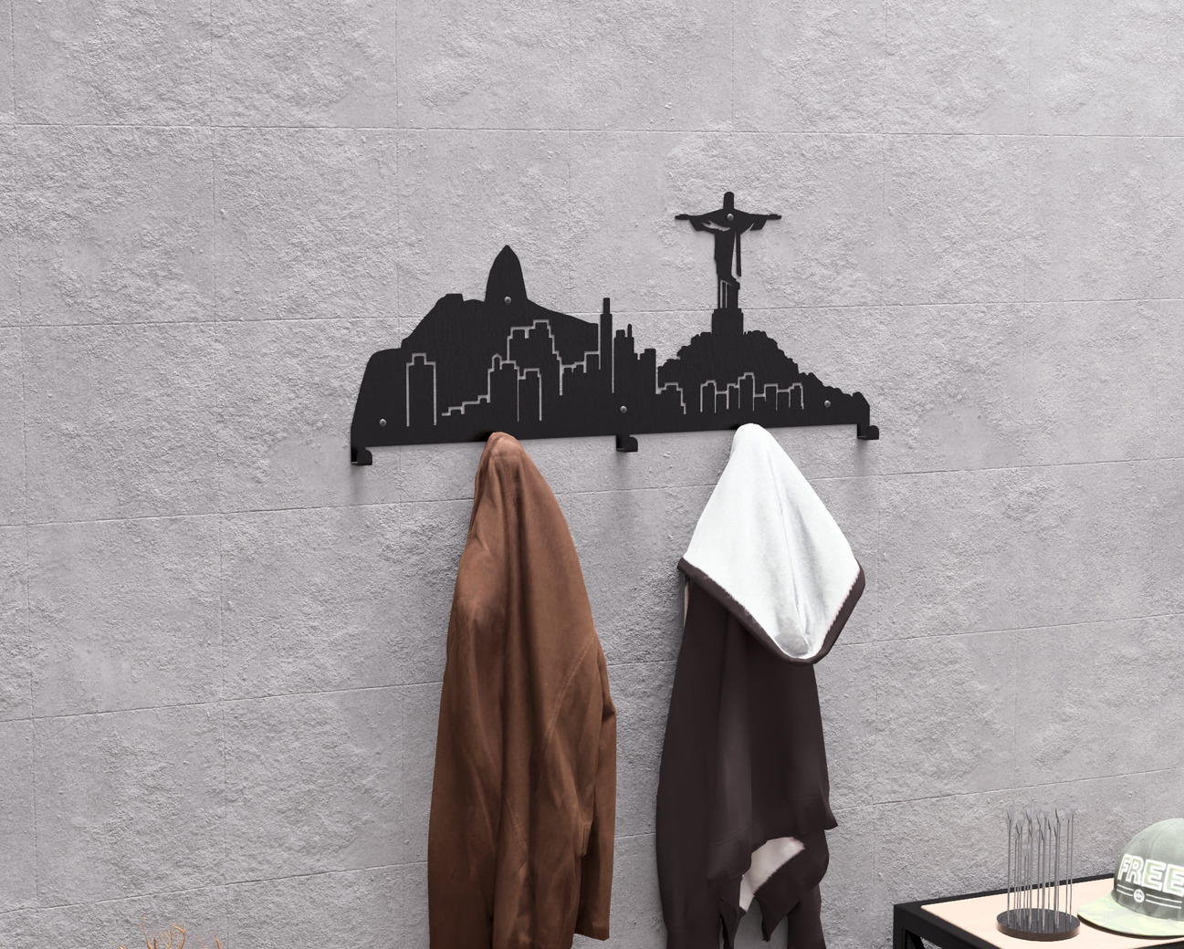 Rio de Janeiro Wall-Mounted Coat Rack. DXF, SVG files for plasma, laser cutting. Wall Coat Rack. Фото 3