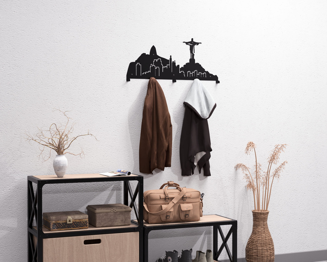Rio de Janeiro Wall-Mounted Coat Rack. DXF, SVG files for plasma, laser cutting. Wall Coat Rack. Фото 5