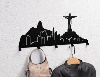 Rio de Janeiro Wall-Mounted Coat Rack. DXF, SVG files for plasma, laser cutting. Wall Coat Rack
