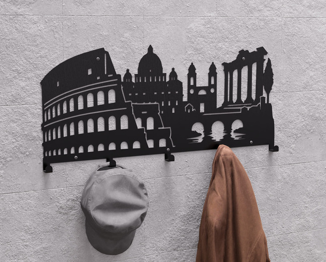 Rome Wall-Mounted Coat Rack. DXF, SVG files for plasma, laser cutting. Wall Mount Coat Rack