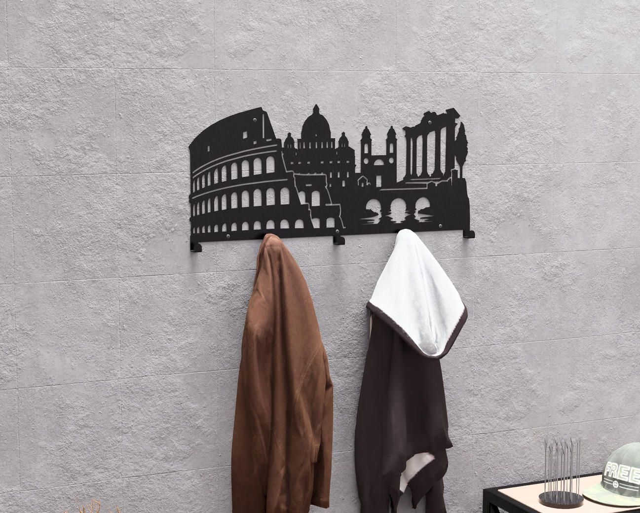 Rome Wall-Mounted Coat Rack. DXF, SVG files for plasma, laser cutting. Wall Mount Coat Rack. Фото 3