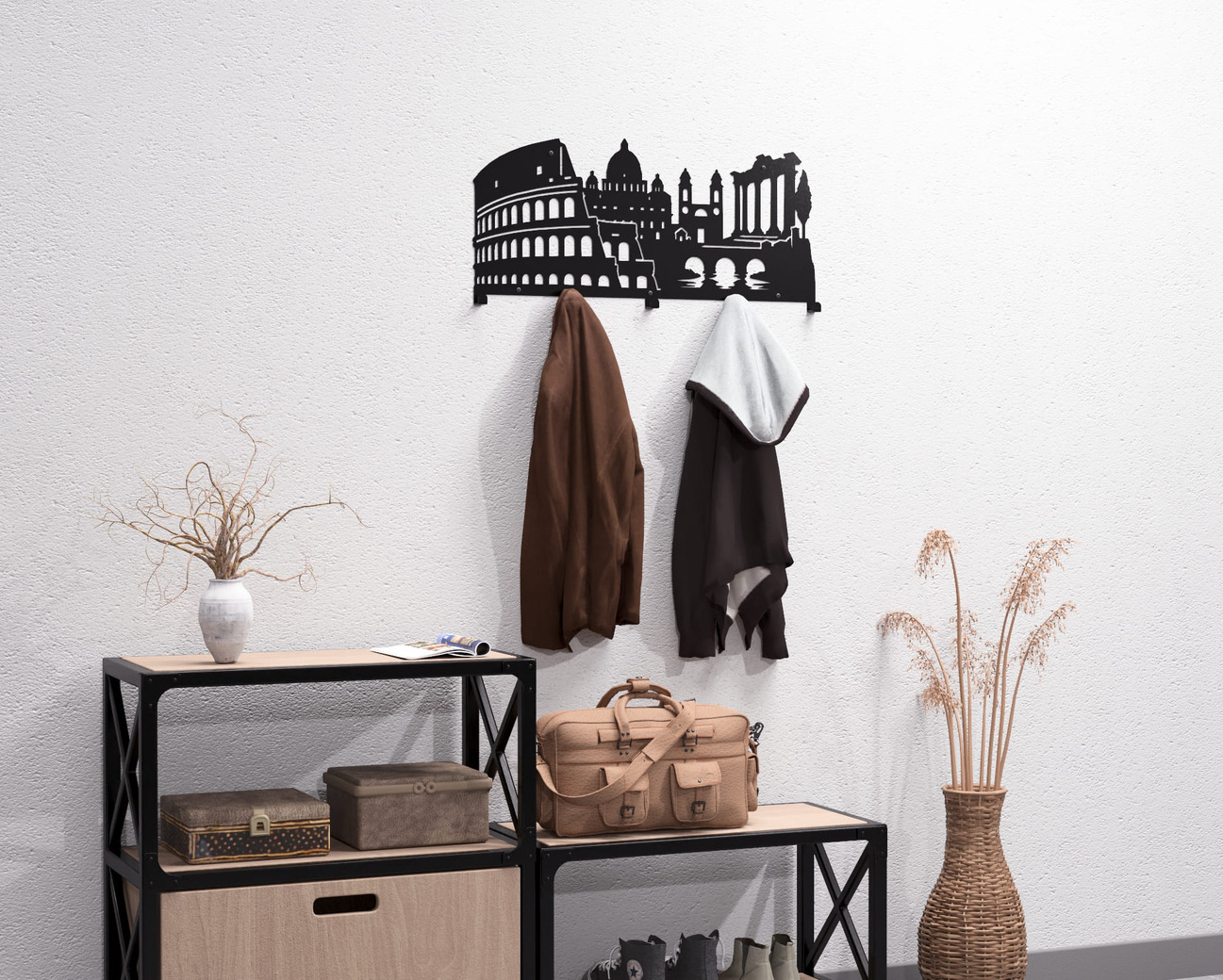 Rome Wall-Mounted Coat Rack. DXF, SVG files for plasma, laser cutting. Wall Mount Coat Rack. Фото 6