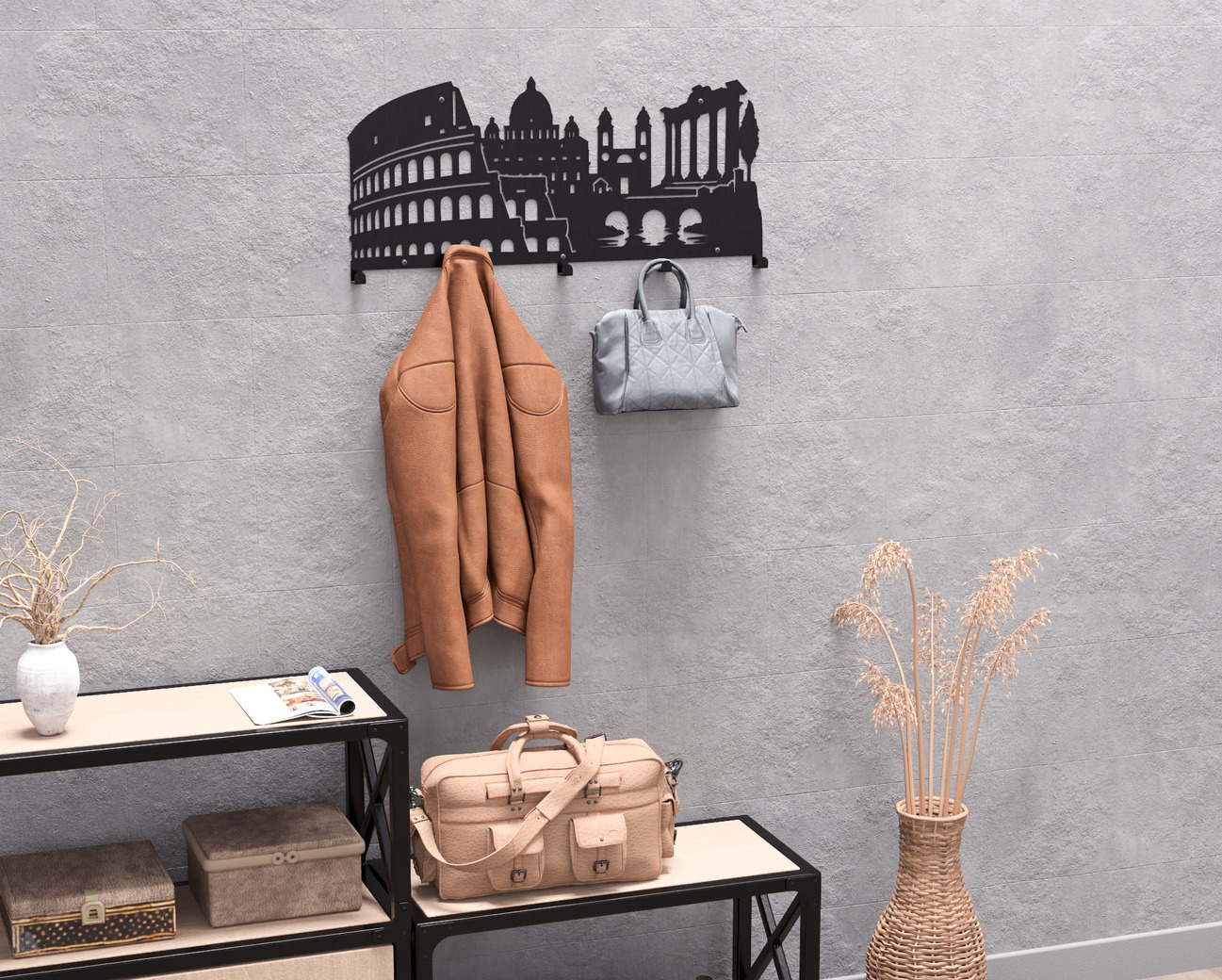 Rome Wall-Mounted Coat Rack. DXF, SVG files for plasma, laser cutting. Wall Mount Coat Rack. Фото 7