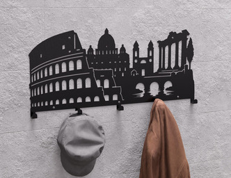 Rome Wall-Mounted Coat Rack. DXF, SVG files for plasma, laser cutting. Wall Mount Coat Rack